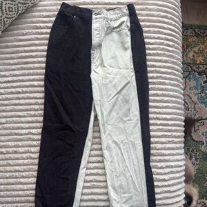 PacSun High Rise Two-Tone Jeans - Black and White